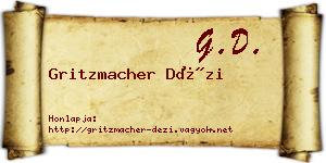 Gritzmacher Dézi névjegykártya